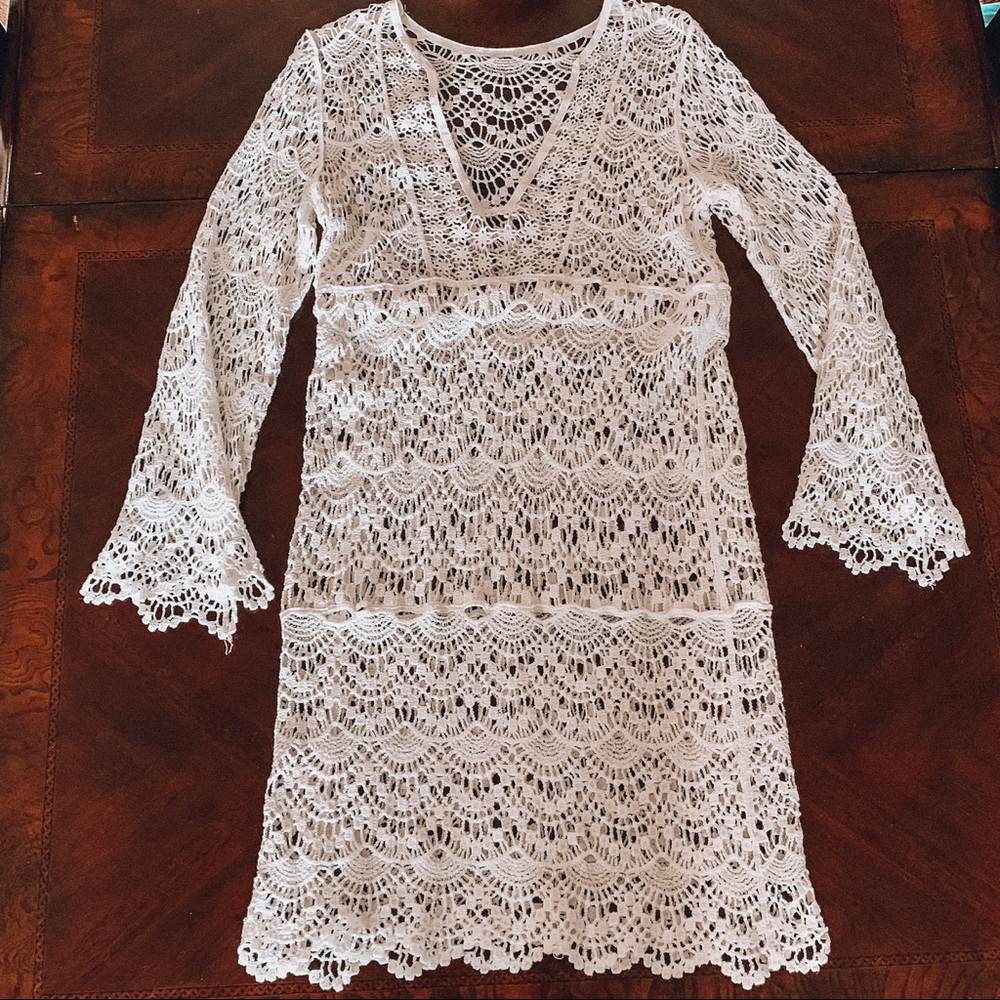 Beach Lace Dress, White, Size 0-2